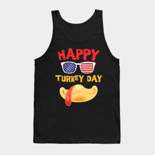 Happy Turkey Day Funny for Boys Girls Kids Cute Turkey Face Tank Top